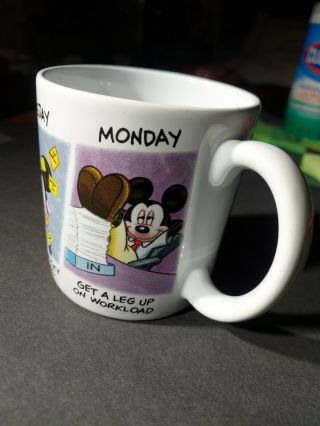 The Disney Store Mickey Mouse Mug Days Of The Week Work Monday - Friday.
