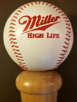 Vintage Miller High Life Beer Tap Pull Baseball On Bat
