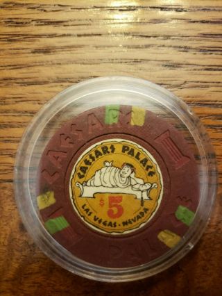$5 Vintage Gaming Chip From Caesars Palace Casino Las Vegas