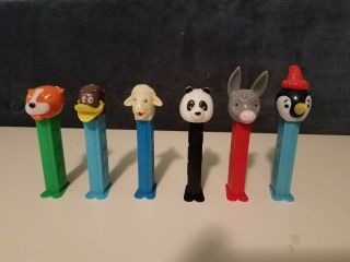 6 Vintage Pez Thin Foot Merry Music Makers / No Melt Marks / Panda Has Head Flop
