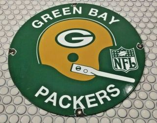 Green Bay Packers Porcelain Vintage Style Football Field Sports Nfl Helmet Sign