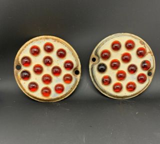 Vintage Anthes Type T Red Marble Reflectors For Auto - Truck - Rat Rod