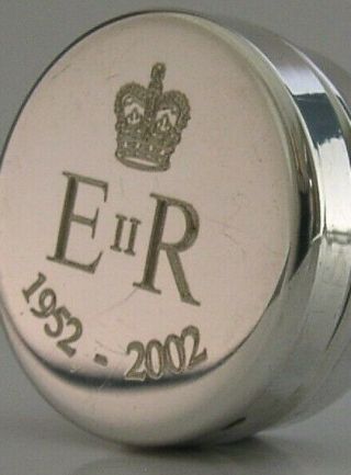 Pretty Queen Elizabeth Golden Jubilee Solid Sterling Silver Pill Box 2002