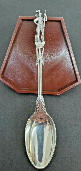 Antique Gorham Cast Figural Indian Sterling Souvenir Spoon,
