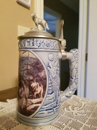 The Cry Of The Wolfpack " Scouting The Bluffs " Longton Crown Stein 1st In Series