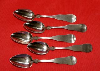 5 Coin Silver Spoons S.  B.  Cole Hampshire 6 "
