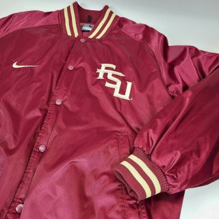 Vtg Nike Team Florida State Seminoles Puffer Button Jacket Coat Sz L