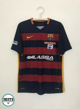 Barcelona Fc Lassa 2015/16 Nike Signed Handball Shirt M Vintage Football Jersey