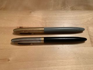 2 Vintage Sheaffers Fountain Pens 14k Gold Snorkel Type