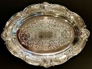 Vintage Ornate Oneida Silverplate Oval Serving Tray Platter