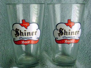 4 Shiner Premium Beer 16 Oz.  Pint (4) Glasses.  Shiner,  Texas Brewer