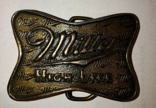 Vintage Miller High Life Metal Belt Buckle - Indiana Metal Craft 1976