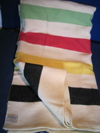 Vintage Mariposa 4 Stripe Wool Blanket 73 X 92