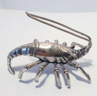 Vintage Solid Silver Italian Made Miniature Of A Life Size Prawn Hallmarked