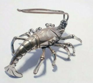 Vintage Solid Silver Italian made miniature of a Life Size Prawn Hallmarked 2