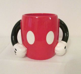 Disney Galerie Mickey Mouse Ceramic Double Handle Coffee Cup Mug Red Pants Arms