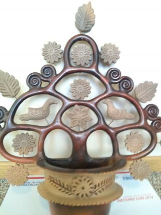 Vintage Mexican Folk Art Pottery " Tree Of Life " Wall Planter,  Heron Martinez??