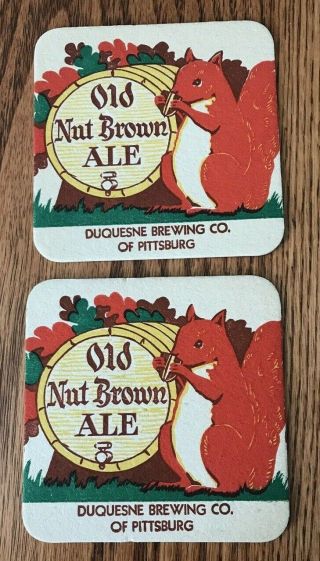 2 Old Nut Brown Ale Coasters Duquesne Brewing Co Pittsburgh Pa -