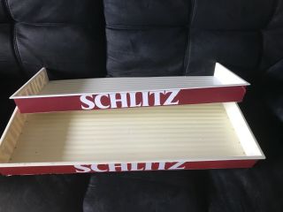 2 Schlitz Beer Shelves Shelf.  Plastic Shelving.  Vintage 26 X 10.  5”