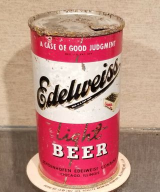 1949 Irtp Edelwiess Flat Top Beer Can Schenhoffen Edelweiss Brewing Chicago Il