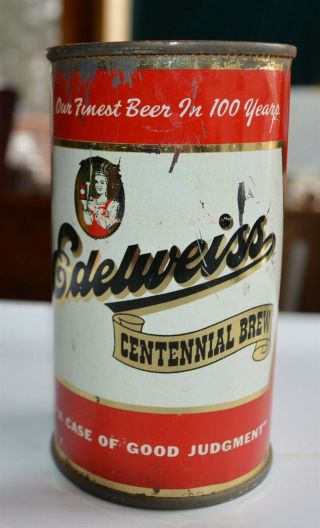 Edelweiss Centennial Brew Flat Top Beer Can Top Is Missing