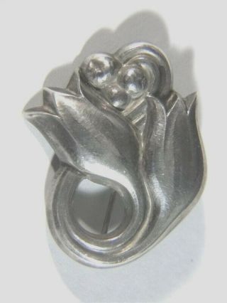 Vintage Georg Jensen 100 Denmark Sterling Silver Tulip Flower Brooch Pin