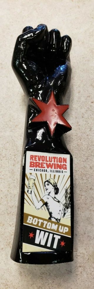 Revolution Brewing Chicago Fist Bottom Up Wit Beer Tap Handle