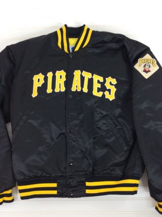 Pittsburgh Pirates Vintage Satin Starter Jacket Button Black Gold Mlb Mens L
