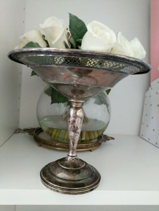 Vtg Mueck - Carey sterling silver Pedestal Compote candy dish Weighted 673 2