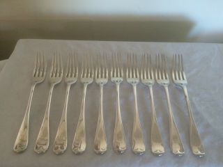 Set Of 10 Quality Silver Plated Table Forks (b B & S) 7 " {df 10926}