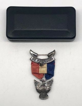 Vtg Sterling Silver Bsa Boy Scouts Of America Eagle Scout Badge In Case