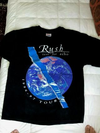 Authentic True Vintage Rush T - Shirt Test For Echo Tour 96 - 97 Sz Large Euc