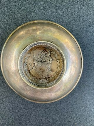 Antique / Vintage Mexican Silver Coin Dish