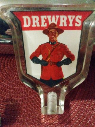 Vintage Drewrys Beer Tap Handle Lucite Canadian Mountie And Matching Beer Pump