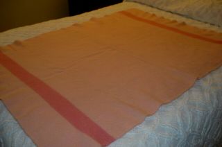 Vintage Pink Hudson Bay 1.  5 Point Wool Striped Blanket 38”x 54” England 2