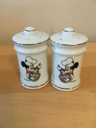 Vintage Chef Baker Mickey Mouse Salt And Pepper Shakers Mad In Japan Gold Rims