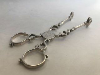 Antique 18th C Georgian English Sterling Silver Sugar Nips Scissor Tongs C.  1760s