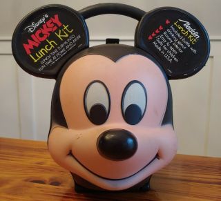 Vintage 1970s Disney Mickey Mouse Head Shaped Lunchbox Aladdin Industries Usa