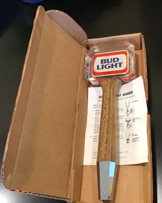 Vintage Bud Light Beer Tap Handle,  2 Sided And Instructions 3