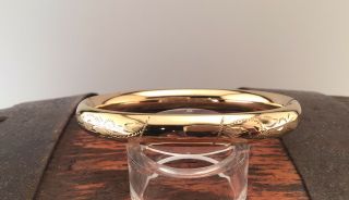 Vintage Carl Art 12k Gold Filled Bangle Bracelet,  Etched Floral Design