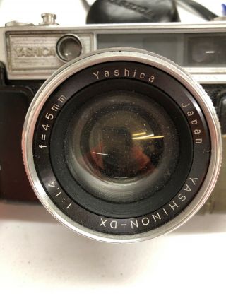 Vintage Yashica IC Lynx - 14E 35mm Rangefinder Camera Yashinon DX 45mm F:1.  4 Lens 2
