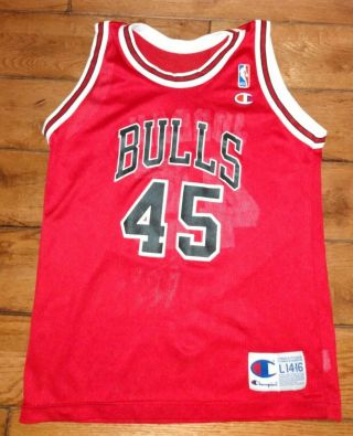 Vintage 1995 Champion Michael Jordan Chicago Bulls 45 Jersey Size L 14 - 16