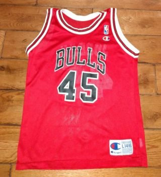 Vintage 1995 Champion MICHAEL JORDAN CHICAGO BULLS 45 JERSEY Size L 14 - 16 3