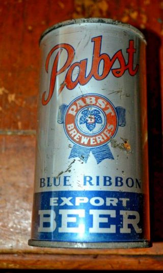 Vintage Pabst Blue Ribbon Export Irtp Open Instructional Flat Top Beer Can