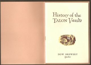 History of the Talon Vaults Booklet - Quebec City - Beer - Dow & Boswell Brewery 2