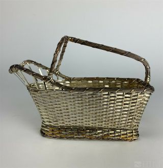 Vintage Christofle France Silver Plate Basket Weave Wine Bottle Holder Nr Ncg