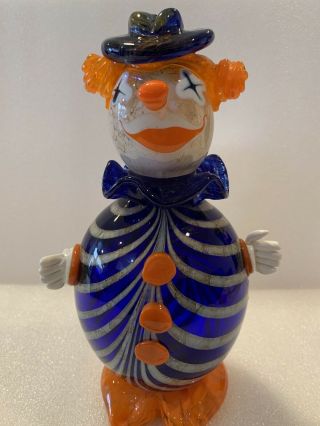 Vintage Murano Glass Clown 9” Felina - Hand Made In Russia -