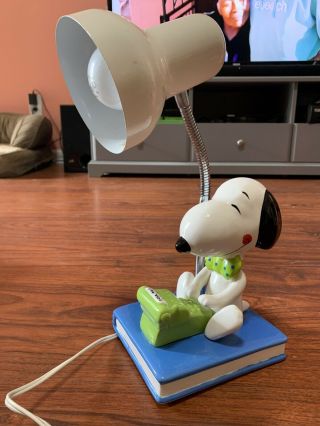 1966 Vintage Snoopy Peanuts Desk Lamp Light Ceramic Awesome Typewriter -