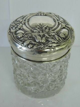 A Fine Antique Sterling Silver & Cut Glass Container Tea Caddy? 286g