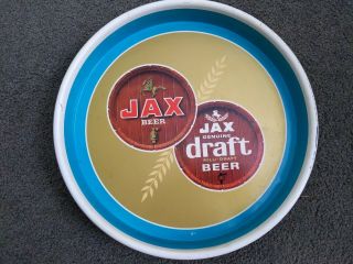 Vintage Jax 13 " Metal Beer Serving Bar Tray White Turquoise